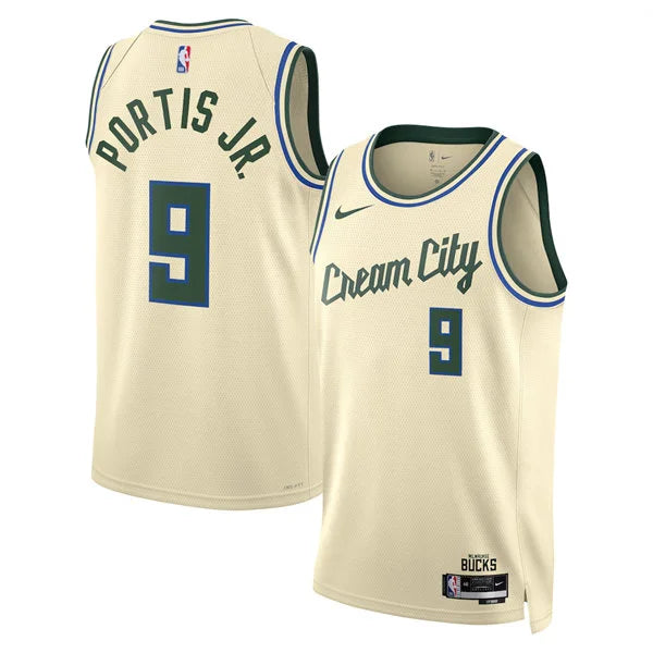 Mens Milwaukee Bucks #9 Bobby Portis Jr. Cream 2025-26 City Edition Swingman Jersey