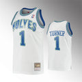 Mens Minnesota Timberwolves #1 Anthony Edwards Mitchell & Ness White Retro 1990’s Hardwood Classics Jersey