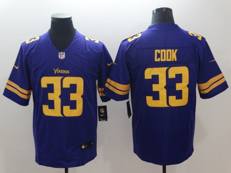 Men’s Minnesota Vikings #33 Dalvin Cook Jersey Purple Yellow
