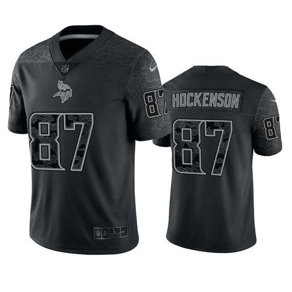Men’s Minnesota Vikings #87 T.J. Hockenson Black Reflective Limited Jersey