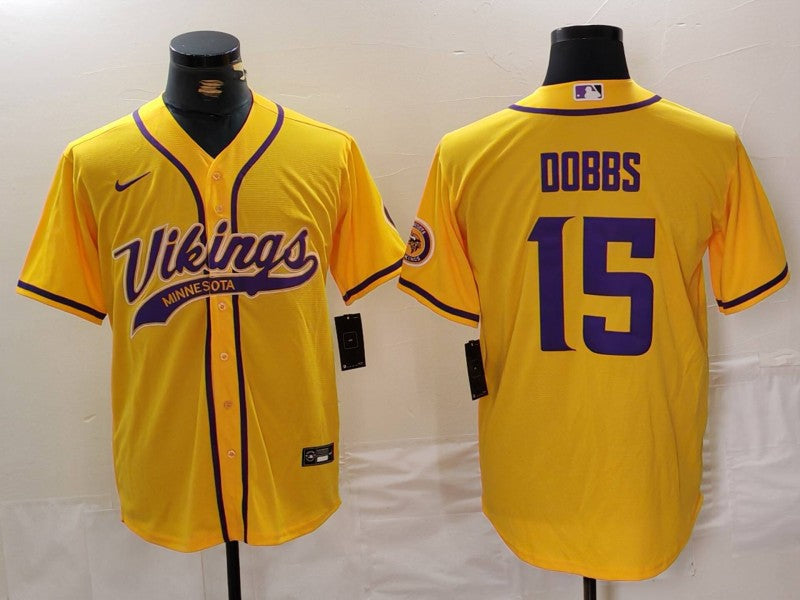 Men’s Minnesota Vikings Joshua Dobbs #15 Yellow Jersey