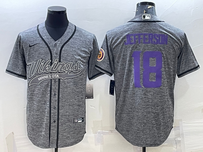 Men’s Minnesota Vikings Justin Jefferson #18 Gray Jersey Joint Edition