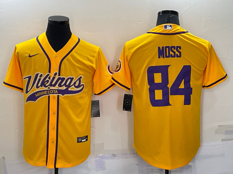 Men’s Minnesota Vikings Randy Moss #84 Yellow Jersey Joint Edition
