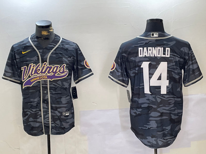 Men’s Minnesota Vikings Sam Darnold #14 Grey Camouflage Jersey