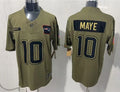 Mens New England Patriots #10 Drake Maye Nike 2025 Salute to Service Limited Jersey – Olive