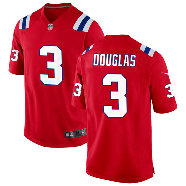 Mens New England Patriots #3 Demario Douglas Nike Red Alternate Vapor Limited Jersey