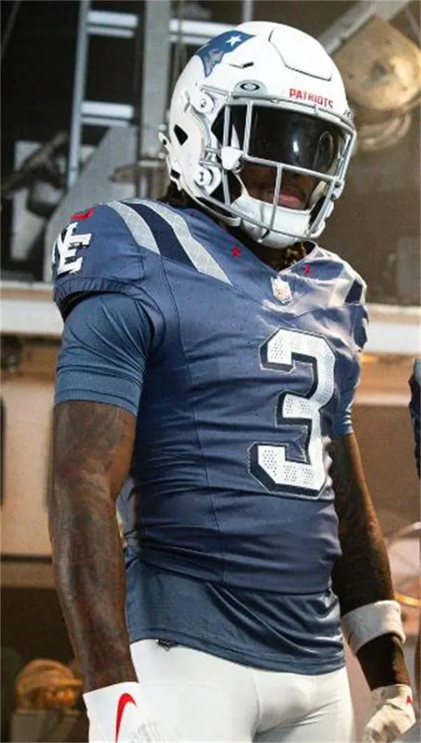 Mens New England Patriots #3 Demario Douglas Storm Blue Rivalries Collection F.U.S.E. Limited Jersey