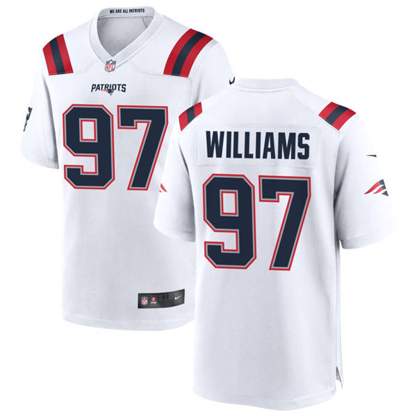 Mens New England Patriots #97 Milton Williams Nike White Vapor F.U.S.E. Limited Jersey