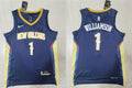 Mens New Orleans Pelicans #1 Zion Williamson 2021-22 Diamond Nike Navy Icon Edition Jersey