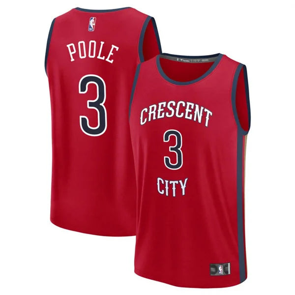 Mens New Orleans Pelicans #3 Jordan Poole Red 2025-26 Statement Edition Swingman Jersey