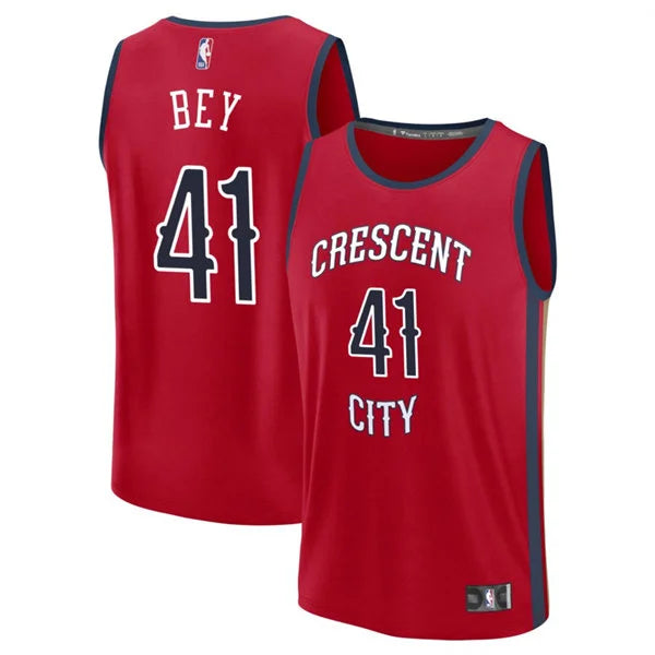 Mens New Orleans Pelicans #41 Saddiq Bey Red 2025-26 Statement Edition Swingman Jersey