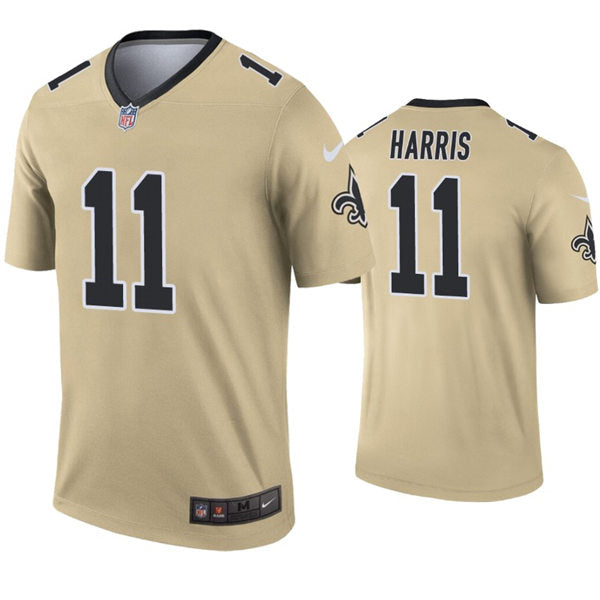 Mens New Orleans Saints #11 Deonte Harris Nike Gold Inverted Legend Jersey