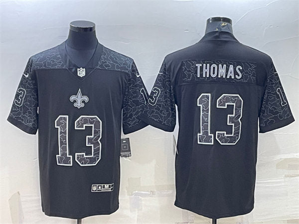 Mens New Orleans Saints #13 Michael Thomas Black Reflective Limited Jersey