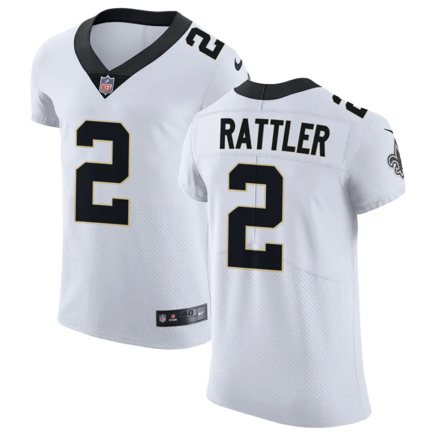 Mens New Orleans Saints #2 Spencer Rattler Nike White Vapor F.U.S.E Limited Jersey