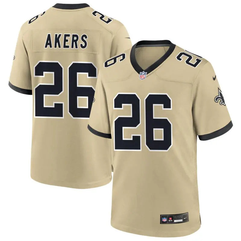 Mens New Orleans Saints #26 Cam Akers Nike Gold Gameday Golds Alternate F.U.S.E. Limited Jersey