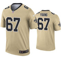 Mens New Orleans Saints #67 Landon Young Nike Gold Inverted Legend Jersey