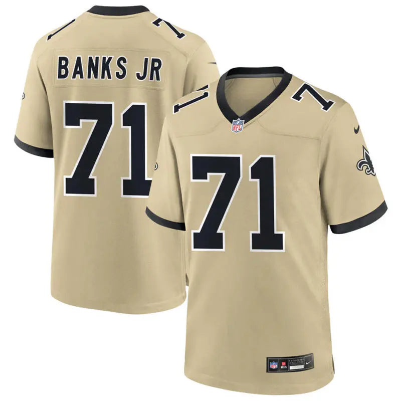 Mens New Orleans Saints #71 Kelvin Banks Jr. Nike Gold Gameday Golds Alternate F.U.S.E. Limited Jersey