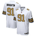 Mens New Orleans Saints #91 Vernon Broughton Nike White Gold Alternate F.U.S.E Limited Jersey