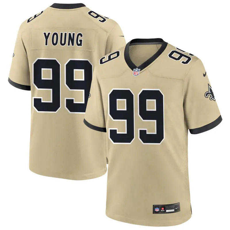 Mens New Orleans Saints #99 Chase Young Nike Gold Gameday Golds Alternate F.U.S.E. Limited Jersey