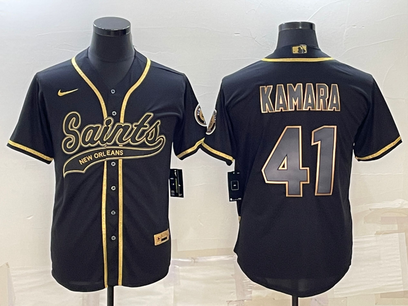 Men’s New Orleans Saints Alvin Kamara #41 Black Jersey Joint Edition