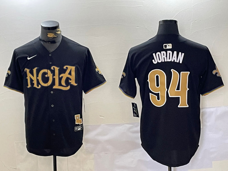 Men’s New Orleans Saints Cameron Jordan #94 Black Jersey