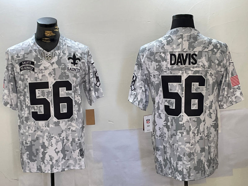 Men’s New Orleans Saints Demario Davis #56 Arctic Camo 2024 Salute to Service Limited Jersey