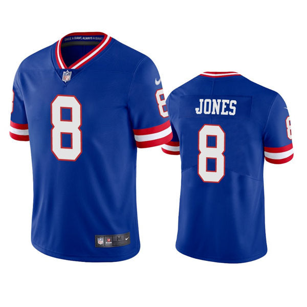 Men’s New York Giants #8 Daniel Jones Royal Classic Vapor Limited Jersey