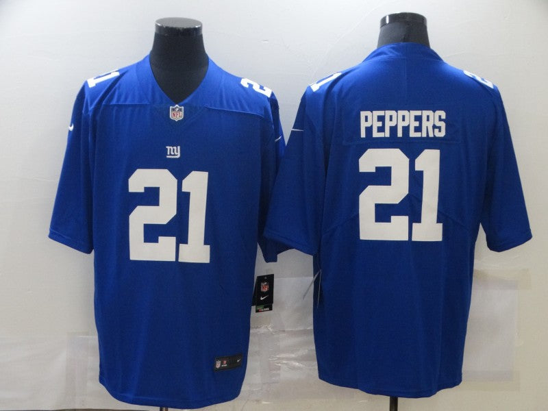 Men’s New York Giants Jabrill Peppers #21 Blue Jersey
