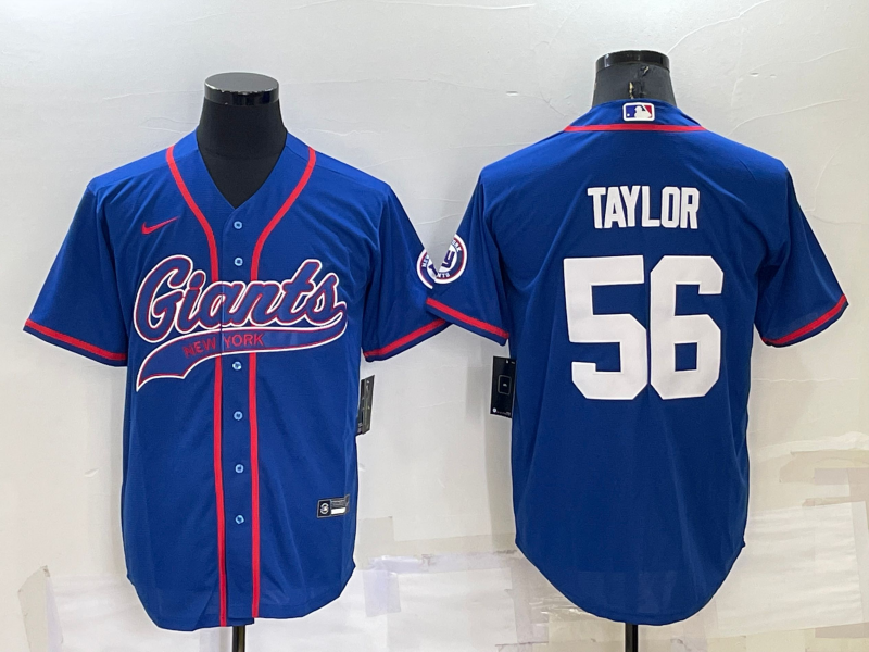 Men’s New York Giants Lawrence Taylor #56 Blue Jersey Joint Edition