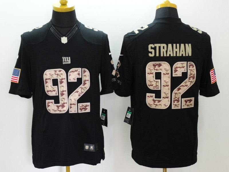 Men’s New York Giants Michael Strahan #92 Black Jersey