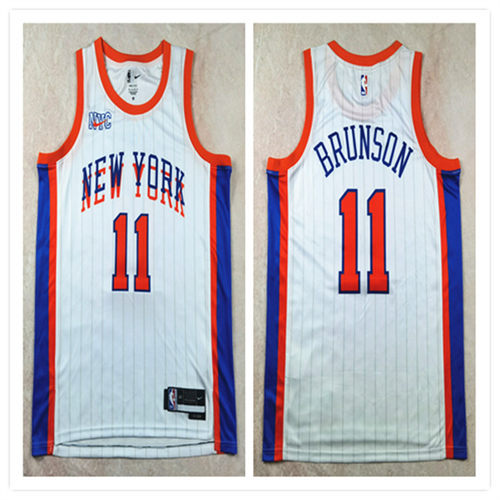 Mens New York Knicks #11 Jalen Brunson Nike White 2024-25 City Edition Swingman Jersey