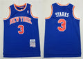 Mens New York Knicks #3 John Starks Blue Mitchell & Ness 1991-92 Hardwood Classics Jersey