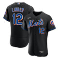 Men’s New York Mets #12 Francisco Lindor Black Flex Base Stitched Jersey