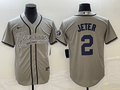 Men’s New York Yankees Derek Jeter #2 Gray Jersey Joint Edition