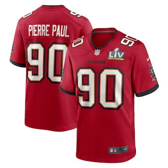 Men’s Nike #90 Jason Pierre-Paul Red Tampa Bay Buccaneers Super Bowl LV Game Jersey