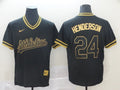 Men’s Oakland Athletics Rickey Henderson #24 Black Baseball Jersey