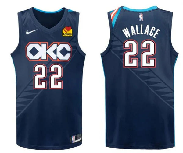 Mens Oklahoma City Thunder #22 Cason Wallace Navy 2025-26 City Edition Swingman  Jersey