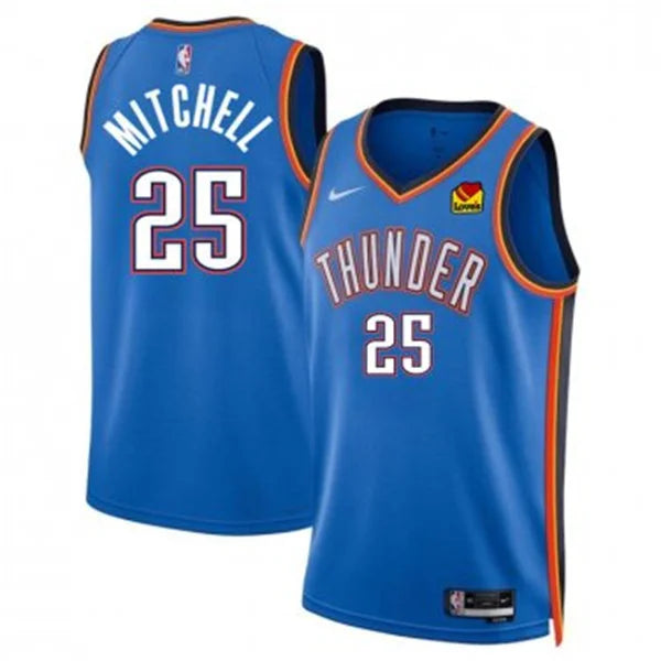Mens Oklahoma City Thunder #25 Ajay Mitchell Blue Icon Edition Swingman Jersey