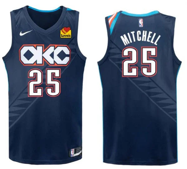Mens Oklahoma City Thunder #25 Ajay Mitchell Navy 2025-26 City Edition Swingman Jersey