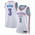 Mens Oklahoma City Thunder #3 Jared McCain White Association Edition Swingman Jersey