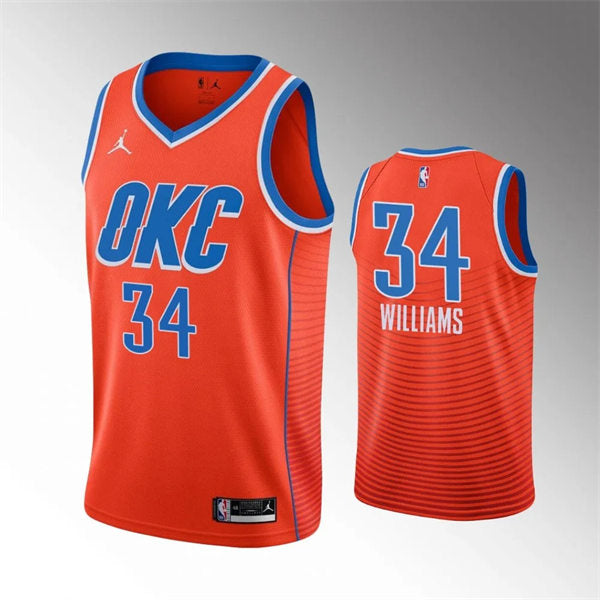 Mens Oklahoma City Thunder #34 Kenrich Williams Orange Statement Edition Jersey
