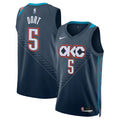 Mens Oklahoma City Thunder #5 Luguentz Dort Navy 2025-26 City Edition Swingman  Jersey
