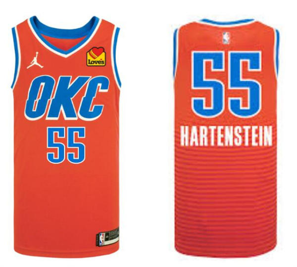 Mens Oklahoma City Thunder #55 Isaiah Hartenstein Orange Statement Edition Jersey