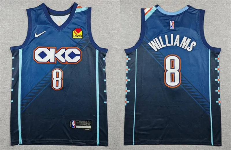 Mens Oklahoma City Thunder #8 Jalen Williams Navy 2025-26 City Edition Swingman  Jersey