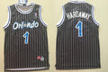 Men’s Orlando Magic #1 Penny Hardaway Nike Black Pinstripe Retro Jersey