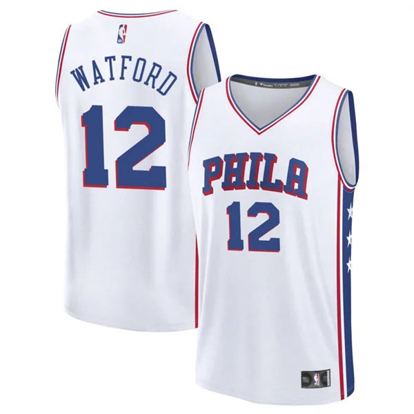Mens Philadelphia 76ers #12 Trendon Watford Nike White Association Edition Swingman Jersey