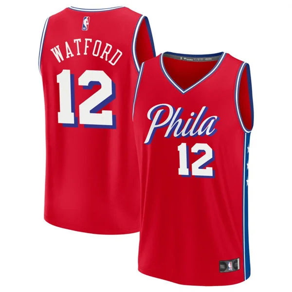 Mens Philadelphia 76ers #12 Trendon Watford Red Statement Edition Swingman Jersey