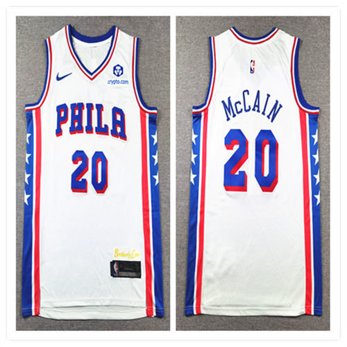 Mens Philadelphia 76ers #20 Jared McCain White Association Edition Jersey
