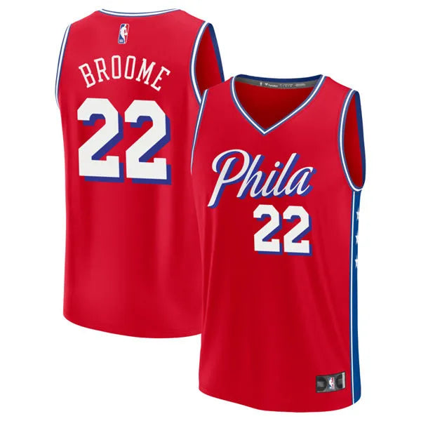 Mens Philadelphia 76ers #22 Johni Broome Nike Red Statement Swingman Jersey