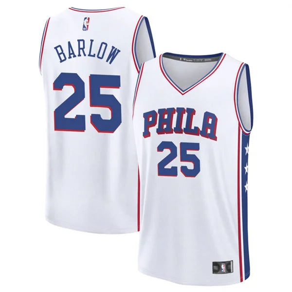 Mens Philadelphia 76ers #25 Dominick Barlow Nike White Association Edition Swingman Jersey